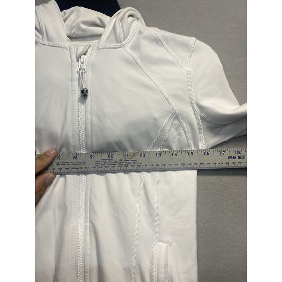 Lululemon Athletica Womens Stride II Hooded Jacket White Ribbed Trim Size 6 - Picture 7 of 8